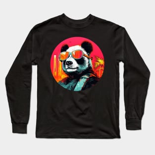 Cool Animals: Cartoon Vintage Funny Cool Panda Long Sleeve T-Shirt